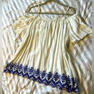 Flowy Off Shoulder Top with Embroidery